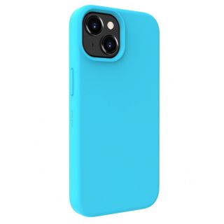 Evelatus iPhone 15 Plus Premium Soft Touch Silicone Case Cyan Blue zils