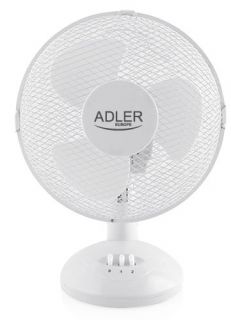 - Adler 
 
 AD 7302 Desk Fan, Number of speeds 2, 60 W, Oscillation, Diameter 23 cm, White balts