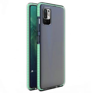 - Hurtel Spring Case clear TPU gel protective cover with colorful frame for Xiaomi Redmi Note 10 5G  /  Poco M3 Pro mint