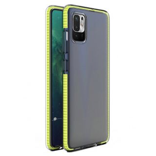 - Hurtel Spring Case clear TPU gel protective cover with colorful frame for Xiaomi Redmi Note 10 5G  /  Poco M3 Pro yellow dzeltens