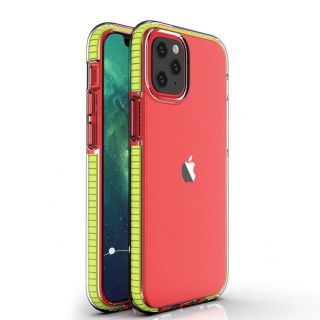 - Hurtel Spring Case clear TPU gel protective cover with colorful frame for iPhone 13 Pro yellow dzeltens