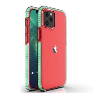 - Hurtel Spring Case clear TPU gel protective cover with colorful frame for iPhone 13 mini mint
