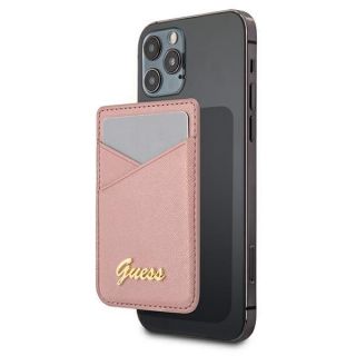 GUESS Wallet Card Slot GUWMSSASLPI MagSafe Saffiano pink / pink rozā