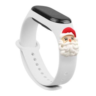 - Hurtel Strap Xmas Wristband for Xiaomi Mi Band 4  /  Mi Band 3 Christmas Silicone Strap Bracelet White  Santa Claus balts