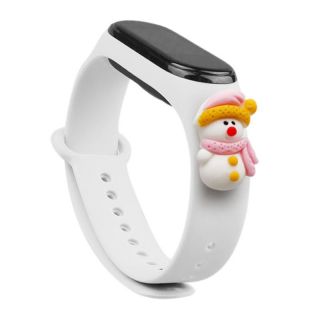 - Hurtel Strap Xmas Wristband for Xiaomi Mi Band 4  /  Mi Band 3 Christmas Silicone Strap Bracelet White  Snowman 2 balts