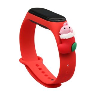 - Hurtel Strap Xmas Wristband for Xiaomi Mi Band 4  /  Mi Band 3 Christmas Silicone Strap Bracelet Red  Santa 1 sarkans