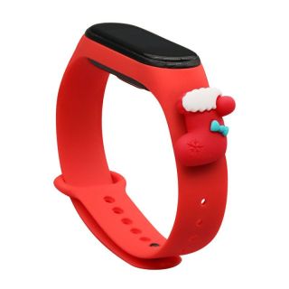 - Hurtel Strap Xmas Wristband for Xiaomi Mi Band 4  /  Mi Band 3 Christmas Silicone Strap Bracelet Red  Sock sarkans