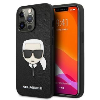 - Karl Lagerfeld Karl Lagerfeld KLHCP13LSAKHBK iPhone 13 Pro  /  13 6,1'' czarny / black hardcase Saffiano Ikonik Karl`s Head melns