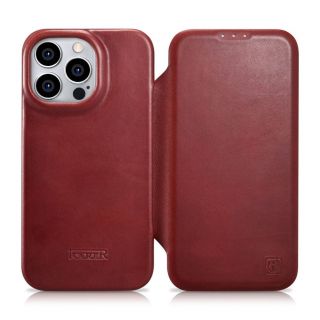 - iCarer iCarer CE Oil Wax Premium Leather Folio Case Leather Case iPhone 14 Pro Max Magnetic Flip MagSafe Red  AKI14220708-RD sarkans