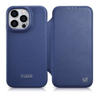 - iCarer iCarer CE Premium Leather Folio Case iPhone 14 Pro Max Magnetic Flip Leather Folio Case MagSafe Blue  WMI14220716-BU zils