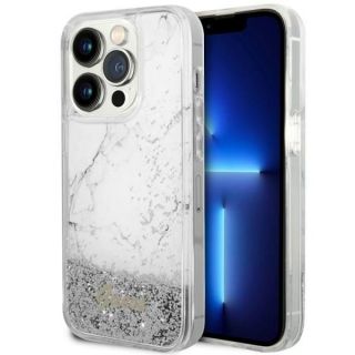 GUESS GUHCP14LLCSGSGH iPhone 14 Pro 6.1'' white / white hardcase Liquid Glitter Marble balts