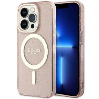 GUESS GUHMP14LHCMCGP iPhone 14 Pro 6.1'' pink / pink hardcase Glitter Gold MagSafe rozā zelts