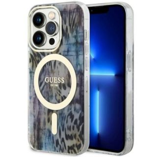 GUESS GUHMP14LHLEOPWB iPhone 14 Pro 6.1'' blue / blue hardcase Leopard MagSafe zils