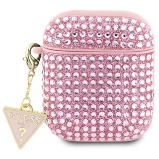 GUESS GUA2HDGTPP AirPods 1 / 2 cover pink / pink Rhinestone Triangle Charm rozā
