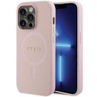 GUESS Guess Guess GUHMP13LPSAHMCP case for iPhone 13 Pro  /  13 - pink Saffiano MagSafe rozā