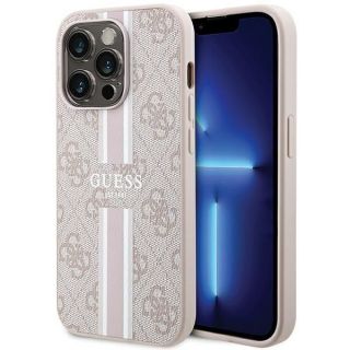 GUESS Guess Guess 4G Printed Stripes MagSafe case for iPhone 15 Pro - pink rozā
