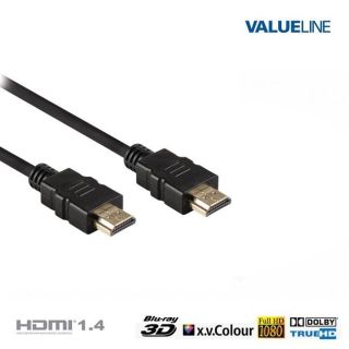- Valueline HDMI Vads V1.4 Ar Internetu type A 19 / 19 male / male Izturīga pārklājuma 2m Melns Poly Bag