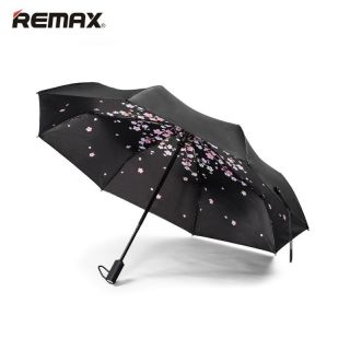 Remax RT-U3 Kompakts Automātisks Atveras-Aizveras Lietussargs ar Melnas krāsas ārpusi un Sakura ziedu iekšpuses dizainu, call