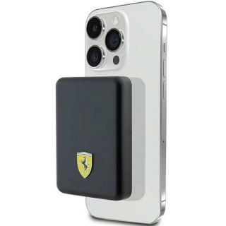 Ferrari Powerbank FEPB5MNCAK 15W 5000mAh czarny / black Metal Logo MagSafe melns