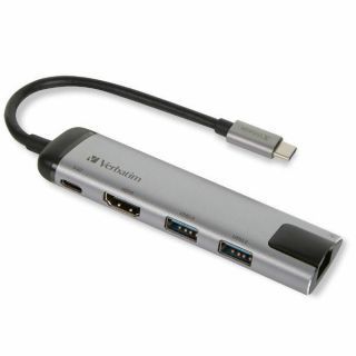 Verbatim Verbatim Verbatim Adapter Hub USB-C - USB-C /  2xUSB-A 3.0 / HDMI / Eternet aluminium / aluminum 49141