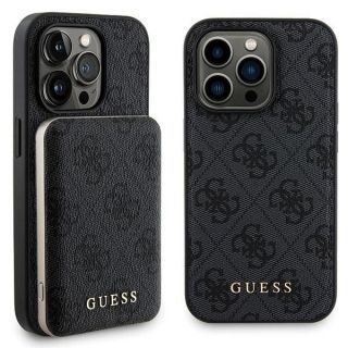 GUESS Zestaw GUBPM5P15L4GEMGK iPhone 15 Pro 6.1'' hardcase + Powerbank 5000mAh MagSafe czarny / black 4G Metal Logo melns