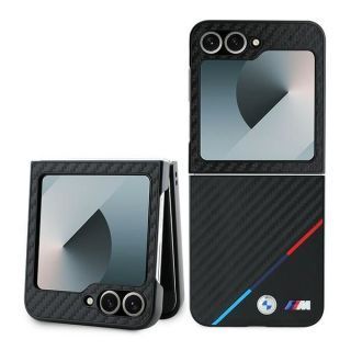 BMW BMW BMW Carbon Tricolor Case for Samsung Galaxy Z Flip 6 - Black