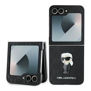 -&nbsp;Karl Karl Saffiano Monogram Ikonik Pin Case for Galaxy Z Flip 6 Black