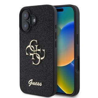 Apple Apple - Guess PU Fixed Glitter 4G Metal Logo Case for iPhone 16 Plus Black
