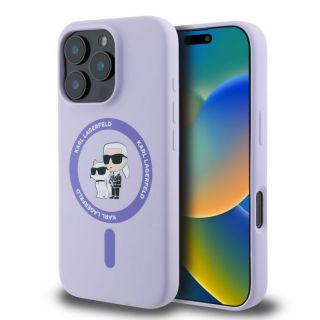 Apple&nbsp;Apple - Karl Lagerfeld Liquid Silicone Karl and Choupette MagSafe Case for iPhone 16 Pro Purple
