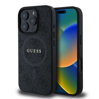 Apple&nbsp;Apple - Guess PU Leather 4G Colored Ring MagSafe Case for iPhone 16 Pro Black