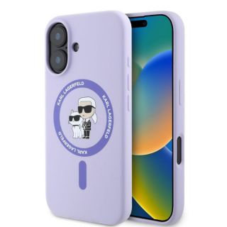 Apple&nbsp;Apple - Karl Lagerfeld Liquid Silicone Karl and Choupette MagSafe Case for iPhone 16 Purple