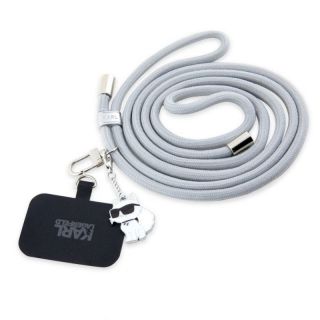 -&nbsp;iLike - Karl Lagerfeld Universal Crossbody Strap Cord and Choupette Pins Grey