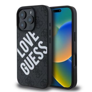 GUESS&nbsp;PU Leather 4G Big Love Logo MagSafe Case for iPhone 16 Pro Black
