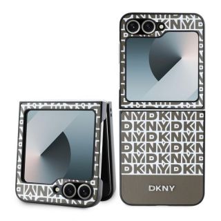 DKNY&nbsp;DKNY - DKNY PU Leather Repeat Pattern Bottom Stripe Case for Samsung Galaxy Z Flip 6 Brown