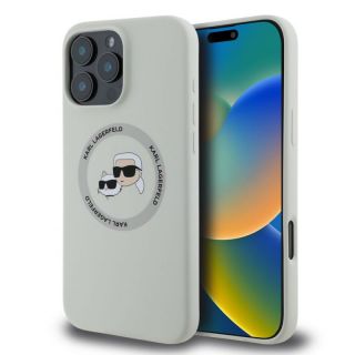 -&nbsp;Karl Lagerfeld - Karl Lagerfeld Liquid Silicone K&CH Heads MagSafe Case for iPhone 16 Pro Max Beige