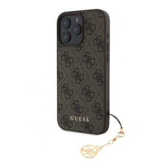 GUESS 4G Charm Case for iPhone 16 Pro Max Tone on Tone Brown
