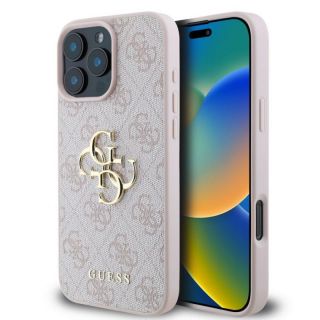 GUESS&nbsp;PU 4G Metal Logo Case for iPhone 16 Pro Max Pink