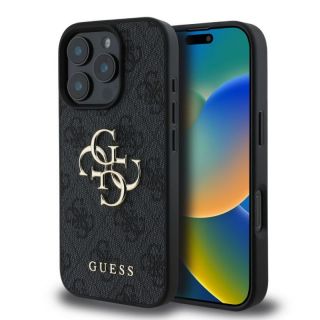 GUESS&nbsp;PU 4G Metal Logo Case for iPhone 16 Pro Grey