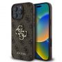 GUESS PU 4G Metal Logo Case for iPhone 16 Pro Brown