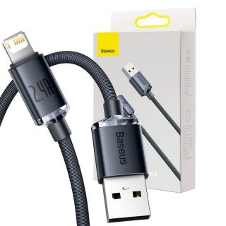 Baseus&nbsp;Crystal Shine cable USB to Lightning, 2.4A, 2m  black