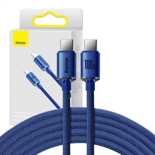 Baseus&nbsp;Crystal Shine cable USB-C to USB-C, 100W, 1.2m  blue