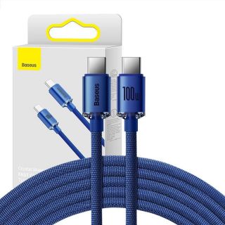Baseus&nbsp;Crystal Shine cable USB-C to USB-C, 100W, 2m  blue