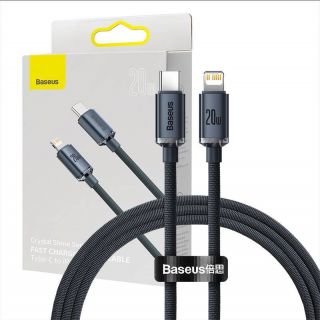 Baseus&nbsp;Crystal cable USB-C to Lightning, 20W, PD, 1.2m  black