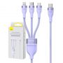 Baseus 3in1 USB cable Flash Series 2, USB-C + micro USB + Lightning, 100W, 1.5m  purple