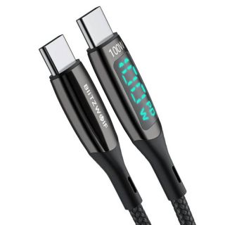 -&nbsp;BlitzWolf USB-C to USB-C cable BlitzWolf BW-TC23, with display, 100W, 0.9m  black