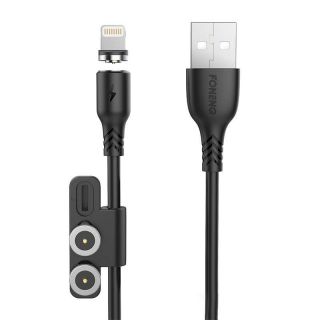 -&nbsp;Foneng Foneng X62 Magnetic 3in1 USB to USB-C  /  Lightning  /  Micro USB Cable, 2.4A, 1m  Black