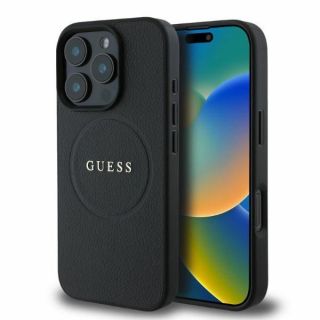 GUESS&nbsp;Guess Guess Grained Gold Ring MagSafe case for iPhone 16 Pro - black