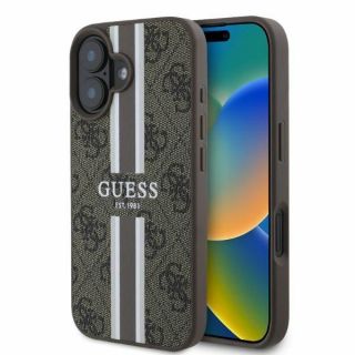 GUESS&nbsp;Guess Guess 4G Printed Stripes MagSafe iPhone 16 Case - Brown