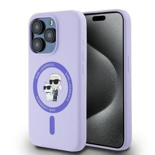 -&nbsp;Karl Karl Silicone Karl&Choupette Heads Ring MagSafe Case for iPhone 15 Pro Purple