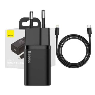Baseus&nbsp;Super Si Quick Charger 1C 20W with USB-C cable for Lightning 1m  black